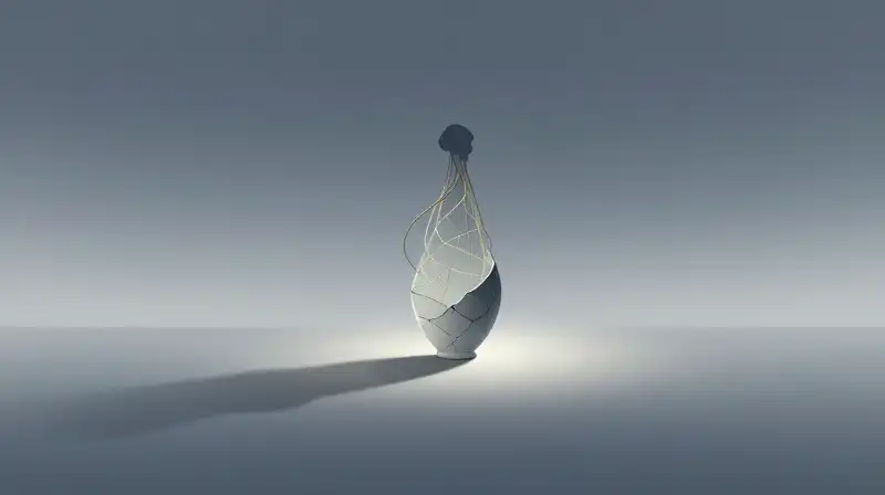 A silhouette mends fractured porcelain with delicate golden threads