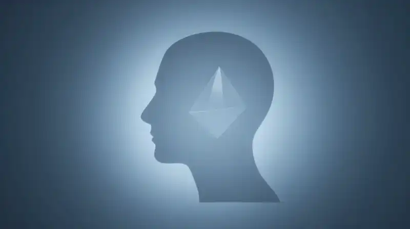 A translucent silhouette filters chaotic light through a geometric prism