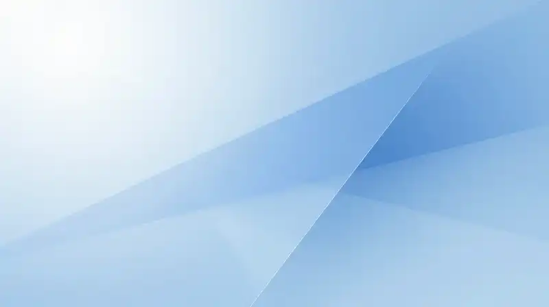 Translucent geometric shapes overlap over a soft blue background