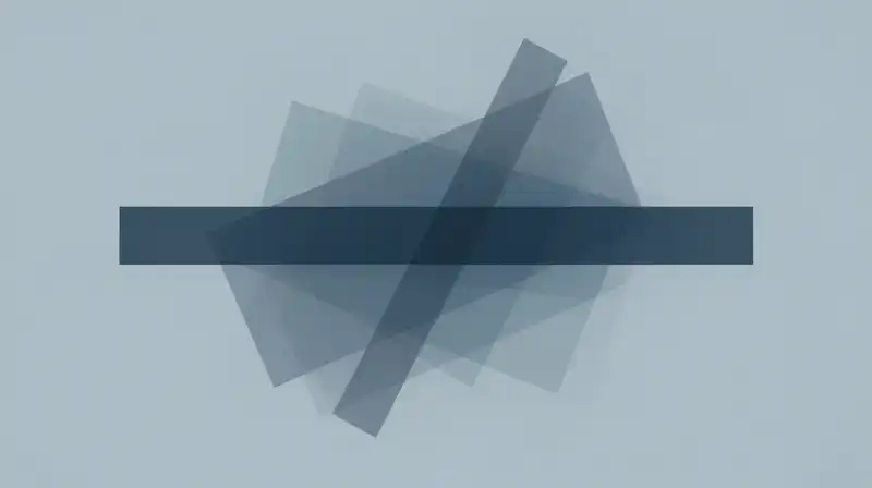Translucent, overlapping geometric shapes in soft, muted blue tones