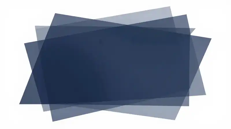 Translucent blue silhouettes overlap amidst fractured, geometric shapes