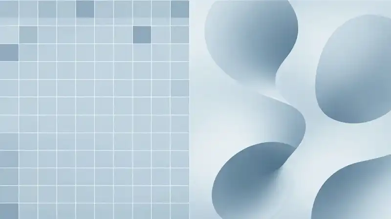 A split view of geometric grids and organic curves