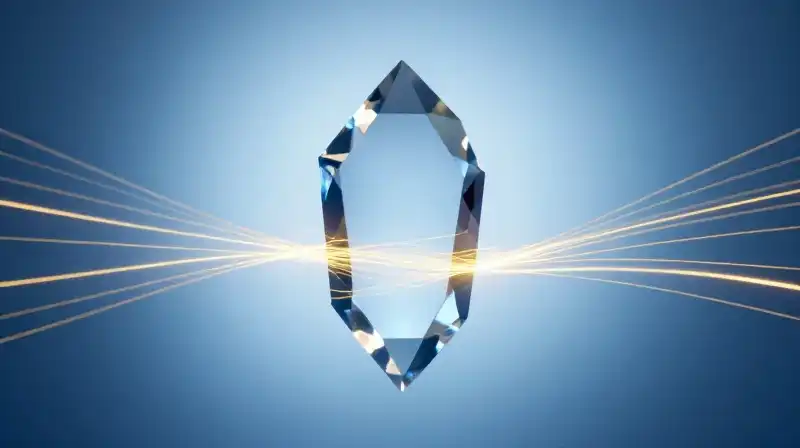 Golden threads weave through a blue, crystalline silhouette