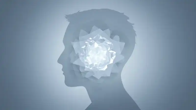 A translucent silhouette with a glowing, crystalline inner core