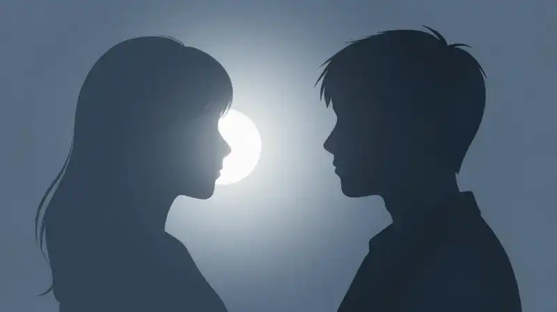 Two silhouettes clash: one absorbing light, one radiating it