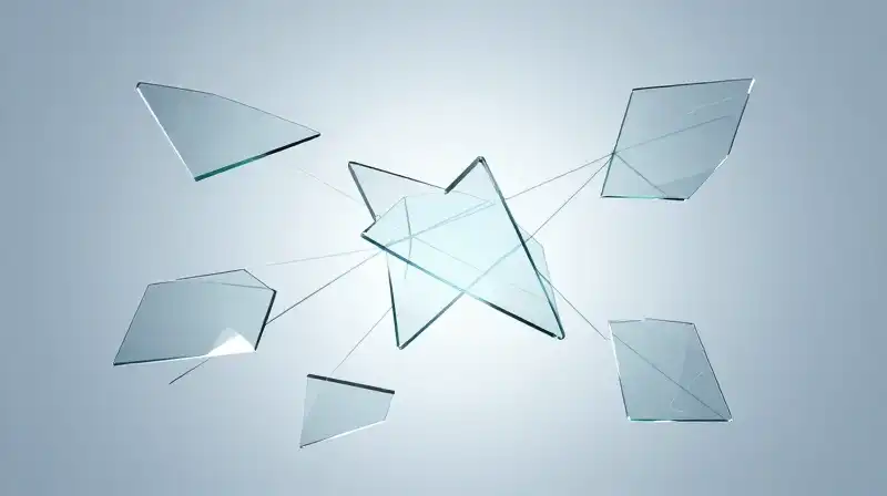 Floating glass shards drift through a calming blue aura