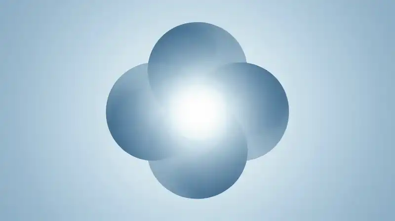 Glowing geometric spheres with a bright core in blue