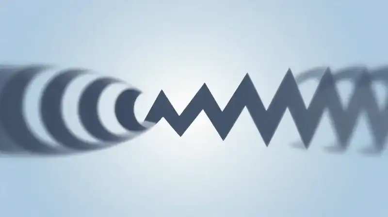 A single jagged line meets a repeating spiral pattern