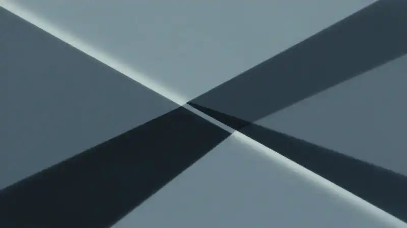Abstract blue silhouettes follow two diverging geometric paths