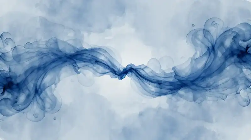 Two swirling blue ink streams merge within a cosmic void