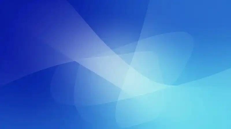 Translucent blue silhouettes overlap amidst soft, ethereal geometric shapes