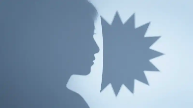 Two contrasting blue silhouettes meet at a soft geometric divide