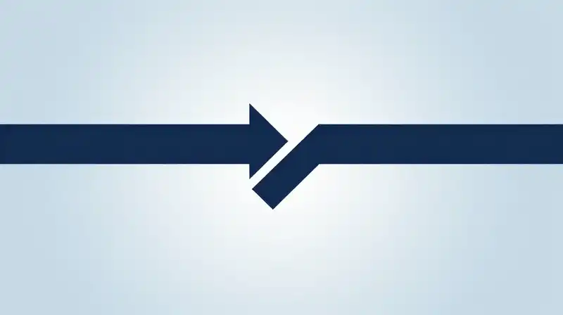 Two geometric paths merge into a minimalist arrow silhouette