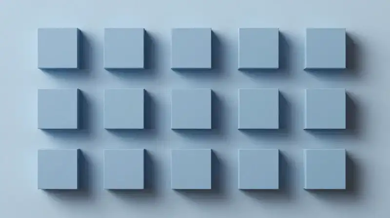Perfectly aligned blue geometric blocks form a calm, organized grid