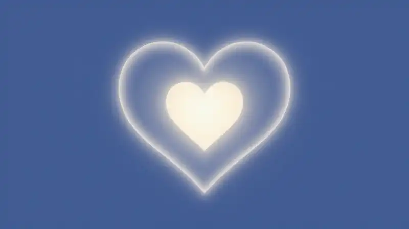 A glowing heart shines inside a translucent, ethereal silhouette