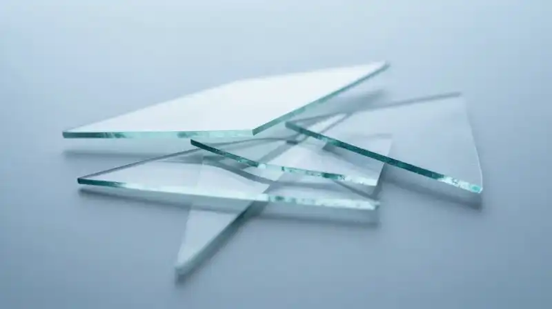 Translucent glass shards create fragmented, ethereal blue silhouettes