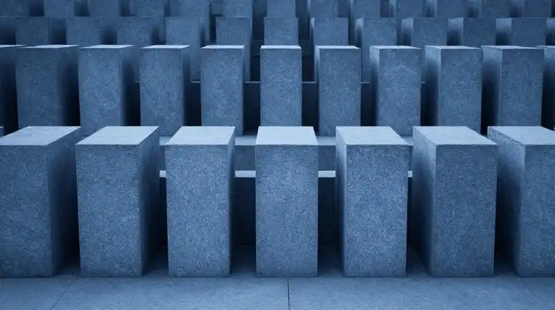 Perfectly aligned stone blocks create a sense of calm order