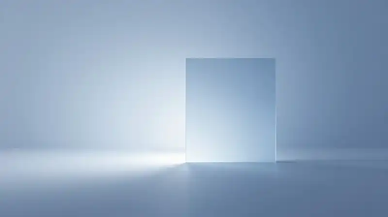Geometric prisms balance between soft blue light and shadow