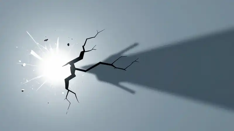 Bright fragments explode against a slow, spreading ink shadow