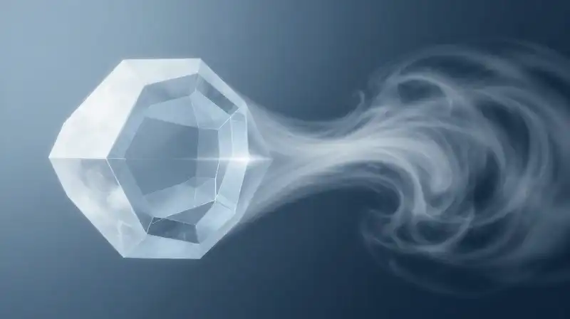 Sharp crystals clash against a swirling, ethereal blue storm
