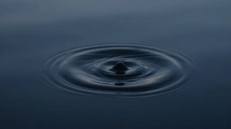 A distorted blue ripple contrasts with a steady point