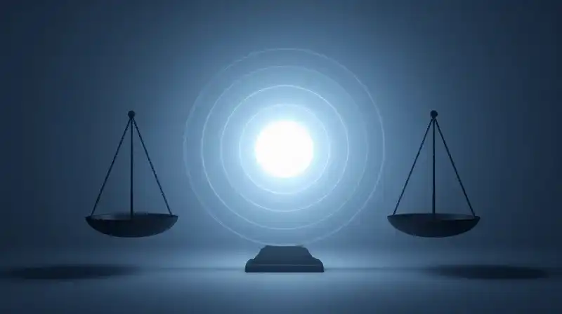 A glowing core is measured by rings amidst blue mist