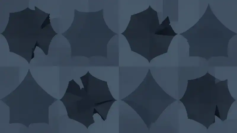 Interlocking geometric silhouettes form a pattern of broken symmetry