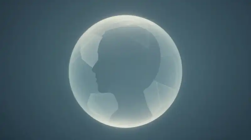 A lone silhouette rests inside a glowing, translucent sphere
