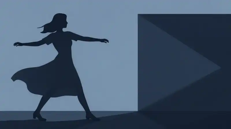 Two contrasting silhouettes balance against a soft blue background