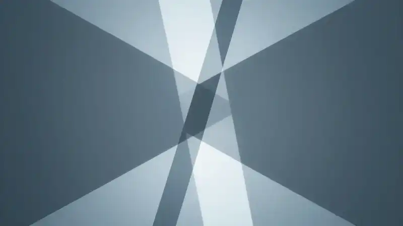 A geometric silhouette splits into paths of blue light