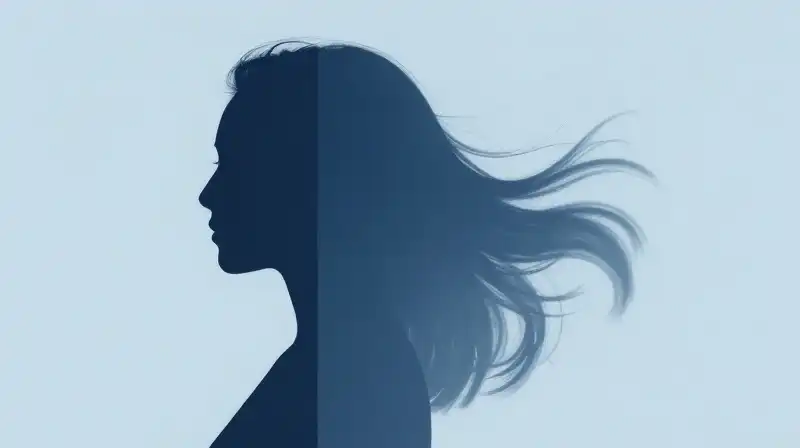 A split silhouette transitions from rigid lines to flowing curves