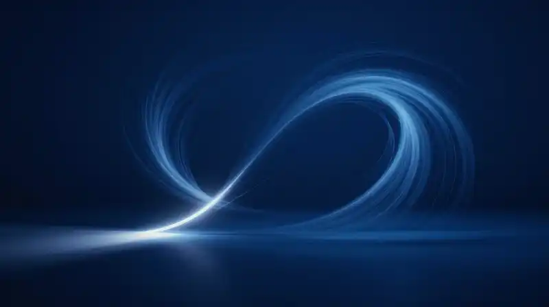Two contrasting paths of light diverge against deep blue