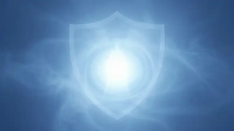 A glowing silhouette with a bright core amidst blue mist