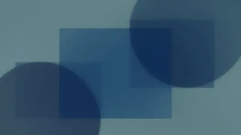 Layered blue silhouettes overlap within a soft, indigo atmosphere