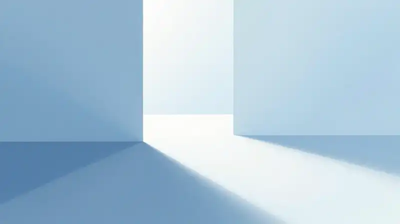 Two glowing paths diverge through a soft, blue atmosphere