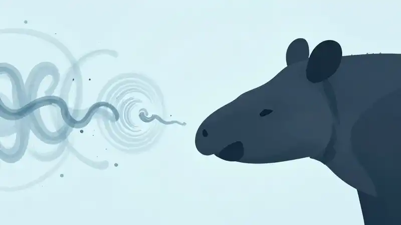 A tapirs profile silhouette amidst swirling, ethereal blue sensory waves