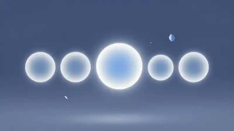 Five glowing gradient spheres float among geometric shards in space