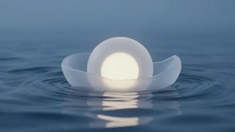 A glowing core pulses inside a shifting, translucent shell