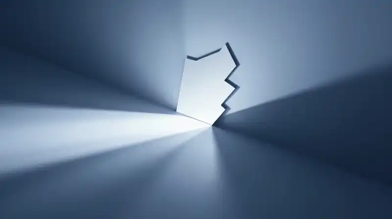 Two glowing paths diverge beside a mirror and moving shadow