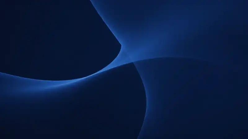 A flowing blue silhouette undulates through a calm, ethereal space
