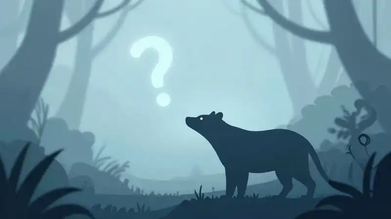A curious animal silhouette floats amidst misty blue jungle shadows