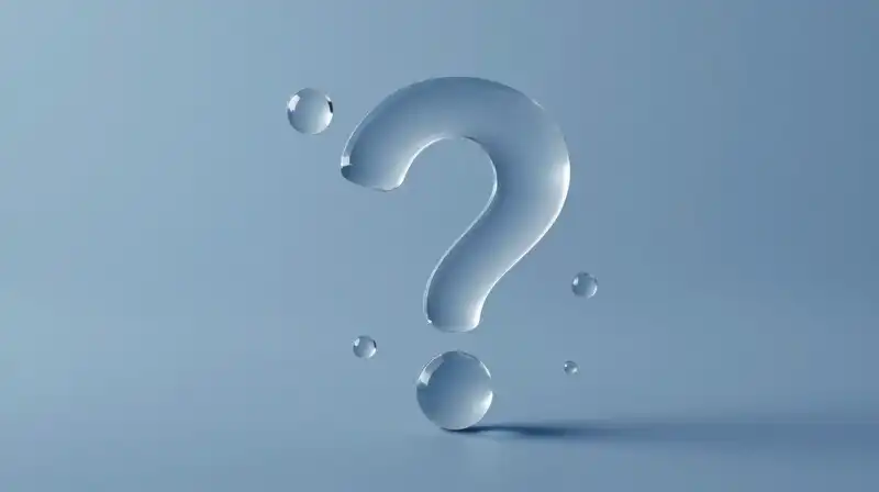 Floating translucent spheres form question marks within a blue void