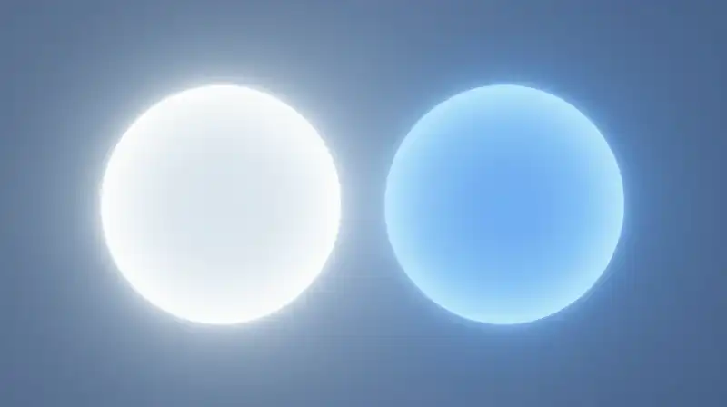 Two glowing blue orbs expand and retreat in ethereal space