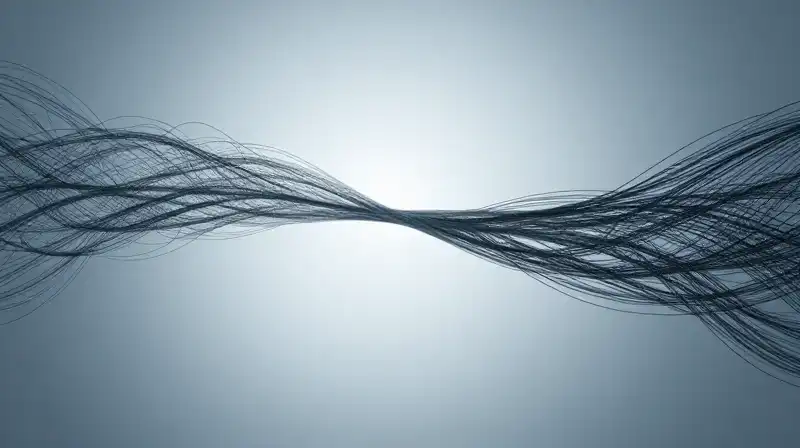 Two paths of light split into a web and sculpture